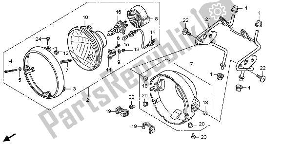 Tutte le parti per il Faro (eu) del Honda VTR 250 2009