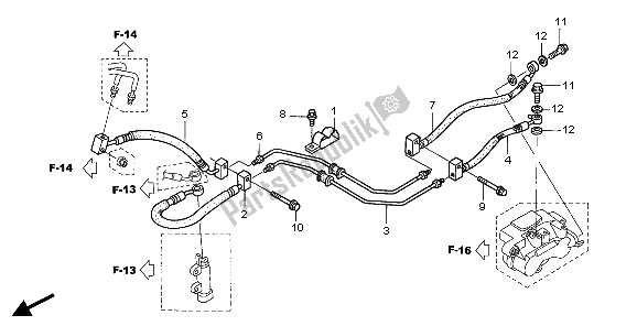 All parts for the Rear Brake Hose of the Honda ST 1300 2007