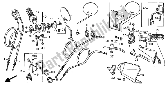 Todas las partes para Manejar Palanca E Interruptor Y Cable de Honda XR 650R 2003