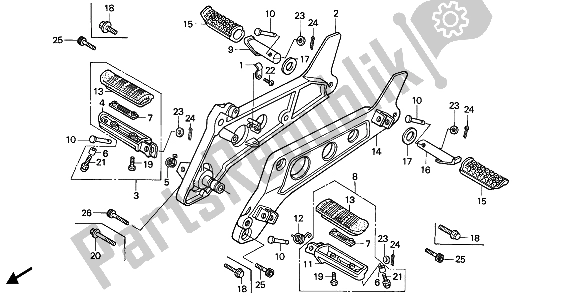 All parts for the Step of the Honda NTV 650 1988