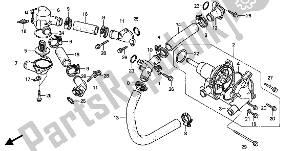Wszystkie części do Pompa Wodna I Rura Wodna Honda RVF 750R 1994