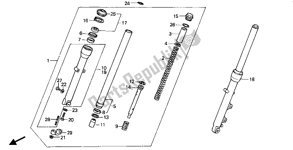 Toutes les pièces pour le Fourche Avant du Honda XBR 500S 1987