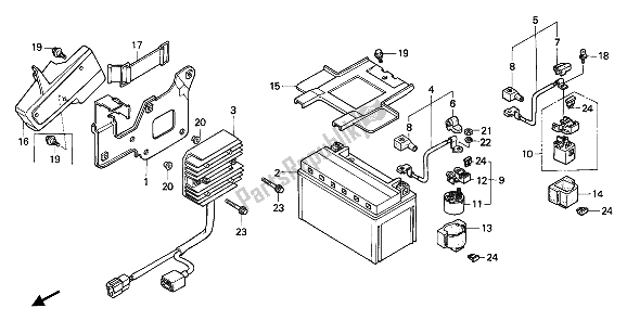 All parts for the Battery of the Honda NTV 650 1989