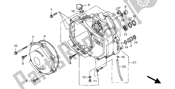 All parts for the Right Crankcase Cover of the Honda VTR 1000 SP 2000