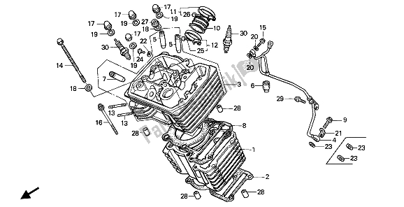 Tutte le parti per il Cilindro E Testata (anteriore) del Honda XL 600V Transalp 1991