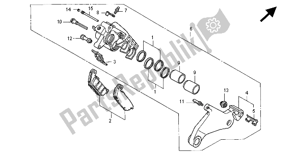 Todas las partes para Pinza De Freno Trasero de Honda ST 1100 2001