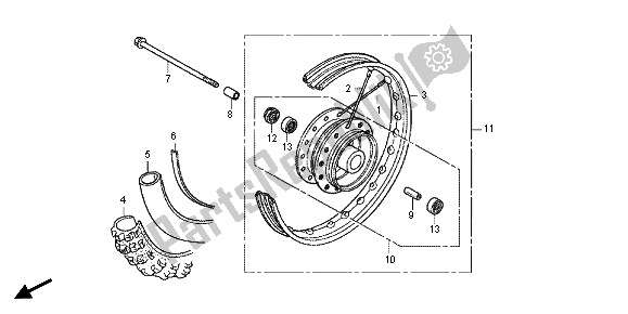 All parts for the Front Wheel of the Honda CRF 50F 2012