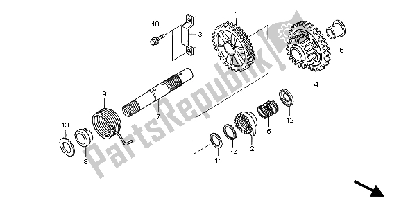 All parts for the Kick Starter Spindle of the Honda XR 650R 2001