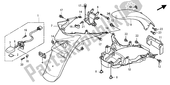 All parts for the Rear Fender of the Honda SH 125R 2012