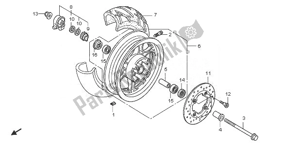 All parts for the Front Wheel of the Honda PES 125R 2008