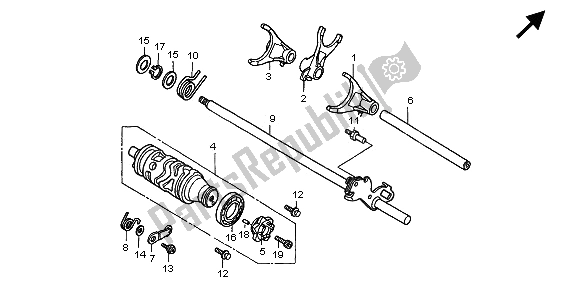 All parts for the Gearshift Drum of the Honda CBF 600S 2005