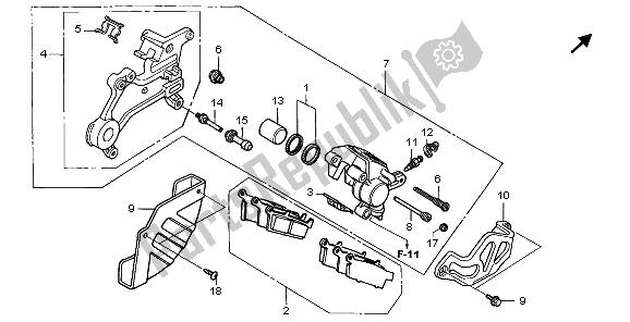 Tutte le parti per il Pinza Freno Posteriore del Honda XR 650R 2006