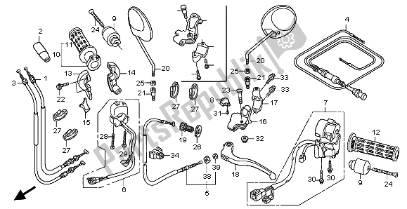 Tutte le parti per il Maniglia Leva E Interruttore E Cavo del Honda XL 125V 80 KMH 2003