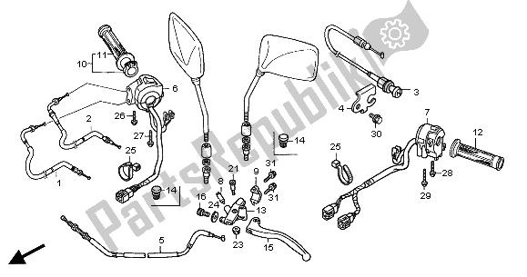 All parts for the Handle Lever & Switch & Cable of the Honda CBF 600 SA 2005