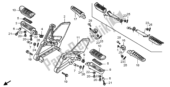 Toutes les pièces pour le étape du Honda CBR 600F 1996