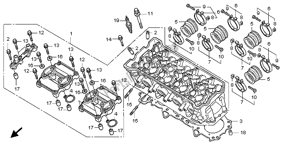 All parts for the Cylinder Head of the Honda CBF 1000T 2009