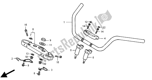 All parts for the Handle Pipe & Top Bridge of the Honda GL 1500C 2000