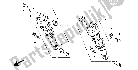 All parts for the Rear Cushion of the Honda VT 750C2B 2010