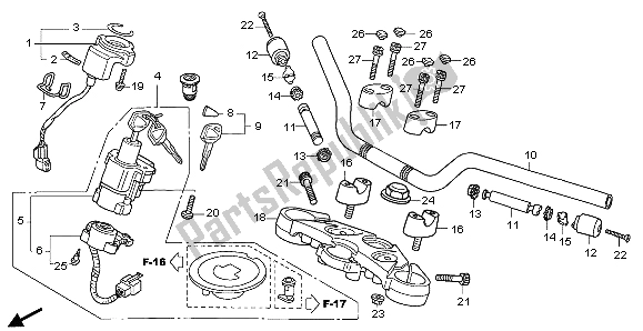 Tutte le parti per il Gestire Il Tubo E Il Ponte Superiore del Honda CBF 1000A 2007