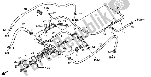 All parts for the Water Pipe of the Honda ST 1300A 2010