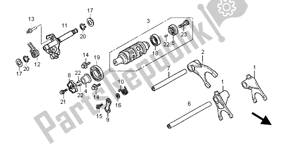 All parts for the Gearshift Drum of the Honda CBF 1000 FA 2012