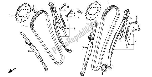 All parts for the Cam Chain & Tensioner of the Honda VT 1100C 1994