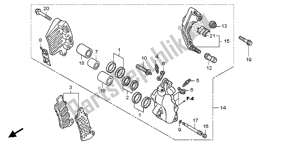 All parts for the L. Front Brake Caliper of the Honda VTX 1800C 2003