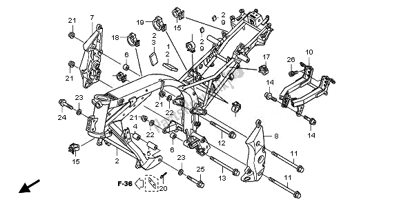 All parts for the Frame Body of the Honda CBF 1000 2008