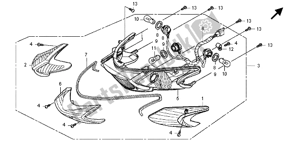 Toutes les pièces pour le Feu Arrière Combiné du Honda SH 150R 2012