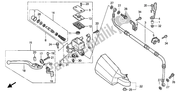 All parts for the Fr. Brake Master Cylinder of the Honda XL 600V Transalp 1994