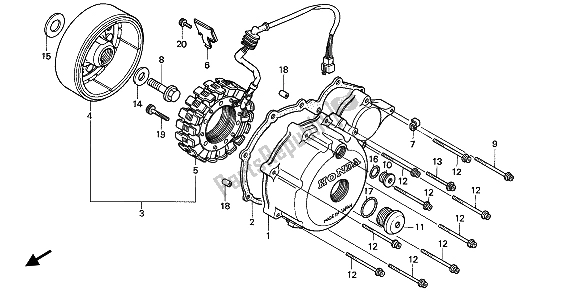 All parts for the Left Crankcase Cover & Generator of the Honda XL 600V Transalp 1991