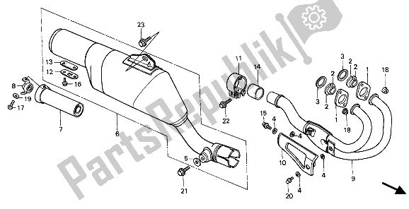 All parts for the Exhaust Muffler of the Honda XR 600R 1986