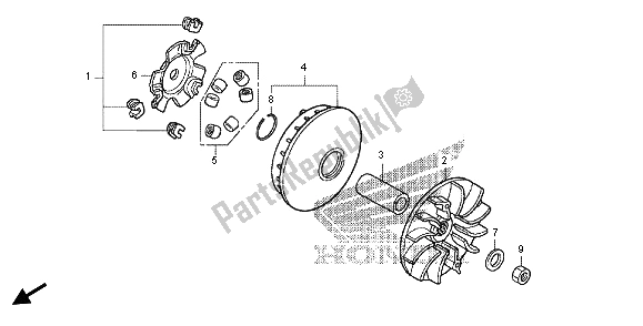 All parts for the Drive Face of the Honda FES 125 2012