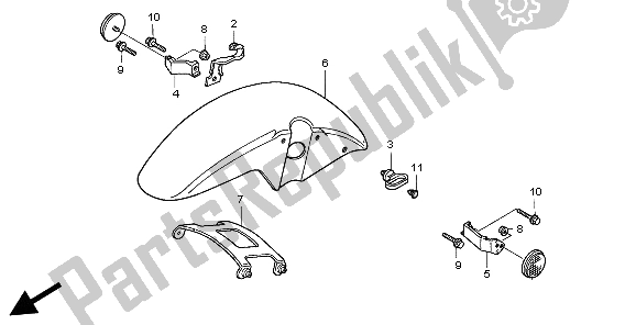 All parts for the Front Fender of the Honda CB 500S 1998
