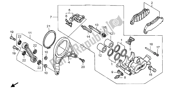 All parts for the Rear Brake Caliper of the Honda RVF 750R 1995