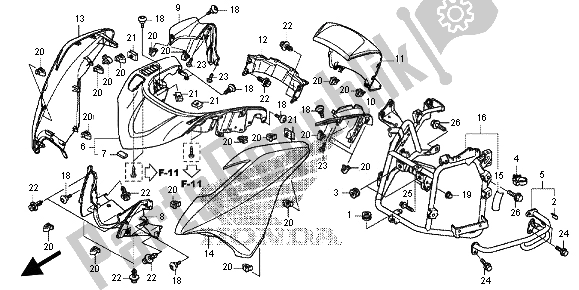 All parts for the Front Cowl of the Honda NC 700D 2012