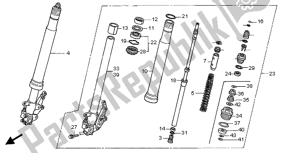 Alle onderdelen voor de Voorvork van de Honda VTR 1000 SP 2003