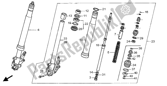 All parts for the Front Fork of the Honda VTR 1000 SP 2003