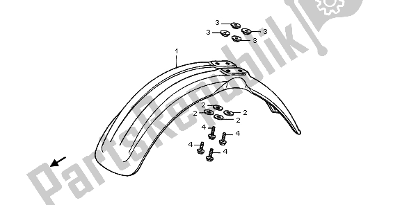 All parts for the Front Fender of the Honda CR 250R 1998