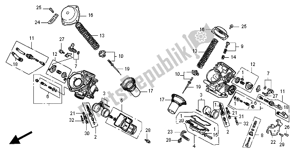 All parts for the Carburetor (component Parts) of the Honda VT 750C2 2000