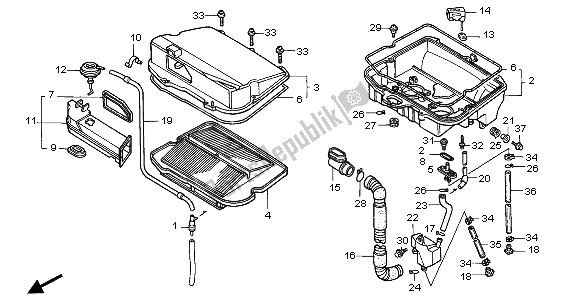 All parts for the Air Cleaner of the Honda GL 1500A 1995