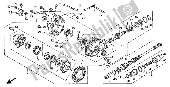 All parts for the Front Final Gear of the Honda TRX 350 FE Fourtrax Rancher 4X4 ES 2002