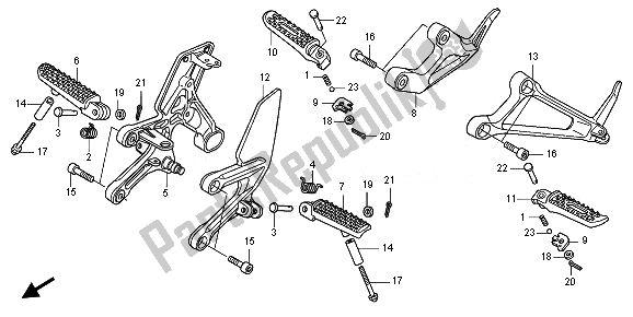 All parts for the Step of the Honda CB 1000R 2010