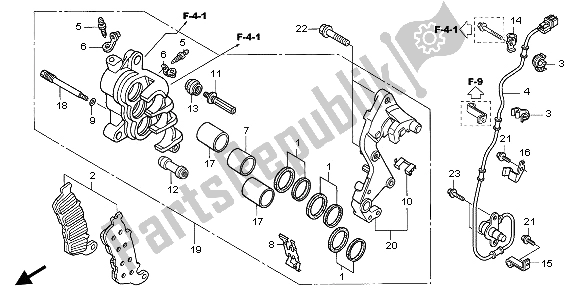 Todas as partes de Pinça De Freio Dianteira do Honda CBF 1000A 2006