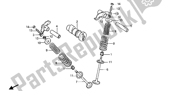 All parts for the Camshaft & Valve of the Honda XR 80R 1985