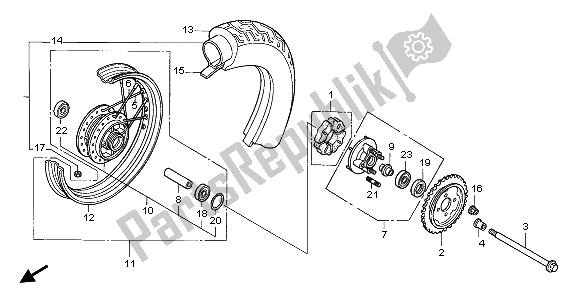 All parts for the Rear Wheel of the Honda VT 125C 2003