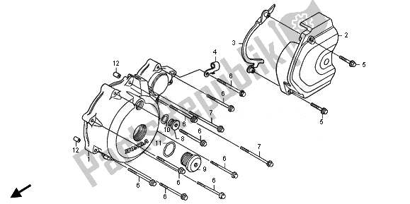 All parts for the Left Crankcase Cover of the Honda XL 700V Transalp 2011