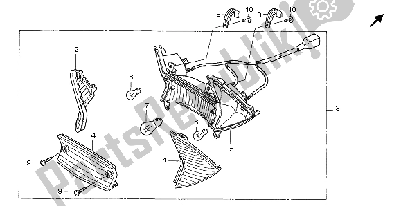 All parts for the Rear Combination Light of the Honda SCV 100F 2007