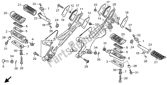 All parts for the Step of the Honda CBF 1000S 2009