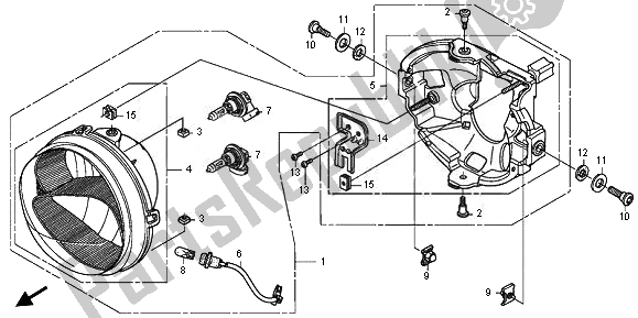 All parts for the Headlight (eu) of the Honda XL 700 VA Transalp 2011